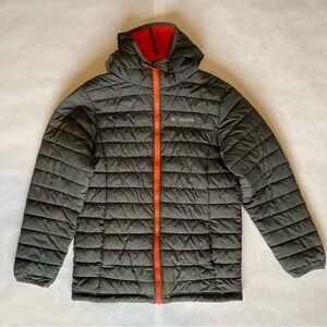 Columbia Kids Gray Puffer Jacket with Orange Accents